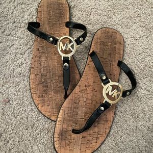 Michael Kors Black & Gold Jelly Flip Flop Sandals